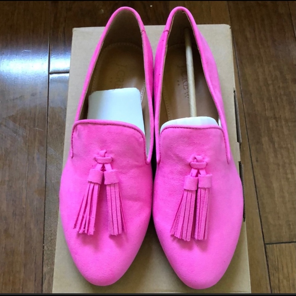 💗J CREW HOT PINK LOAFERS SIZE 6.5
